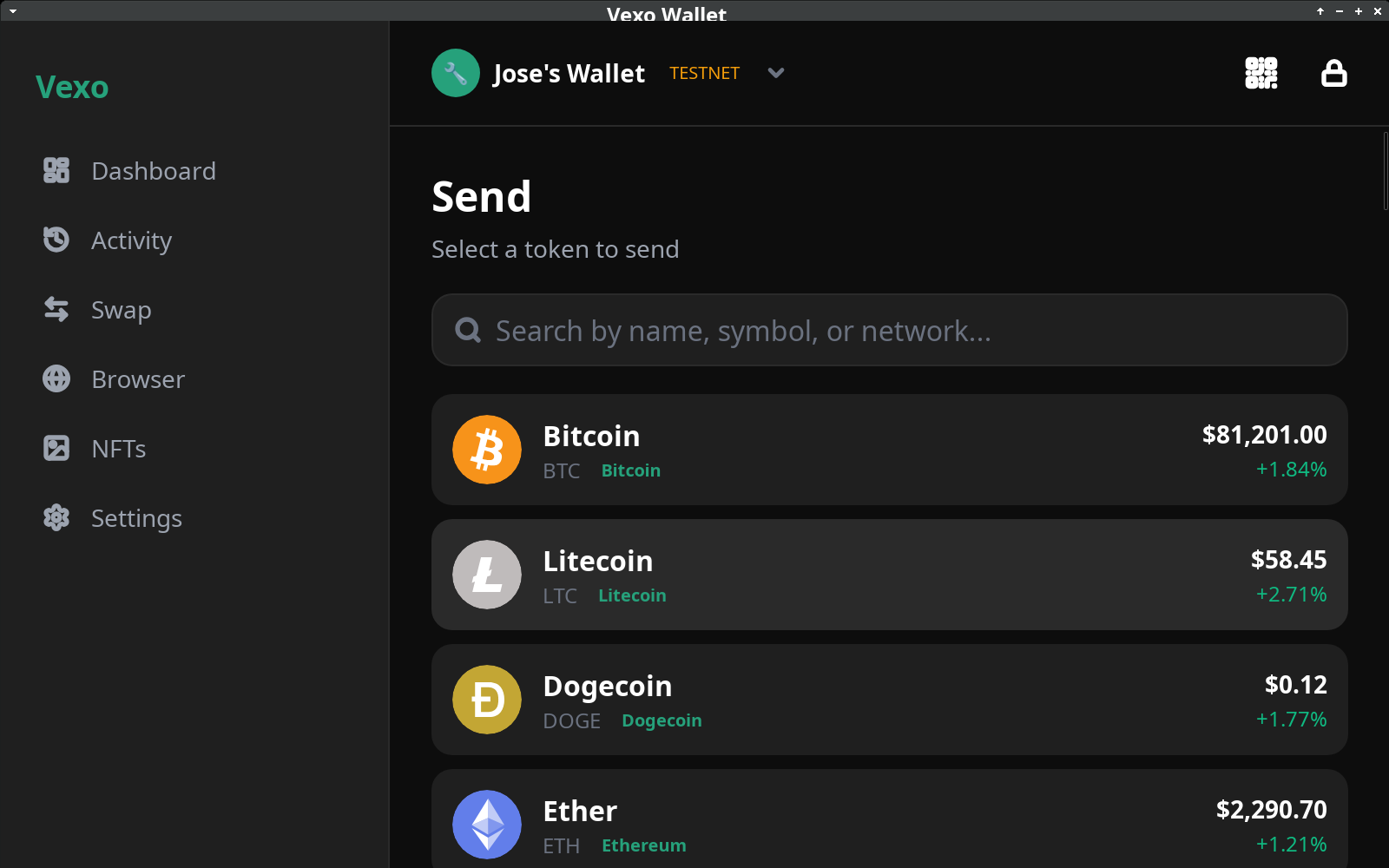 Send select token