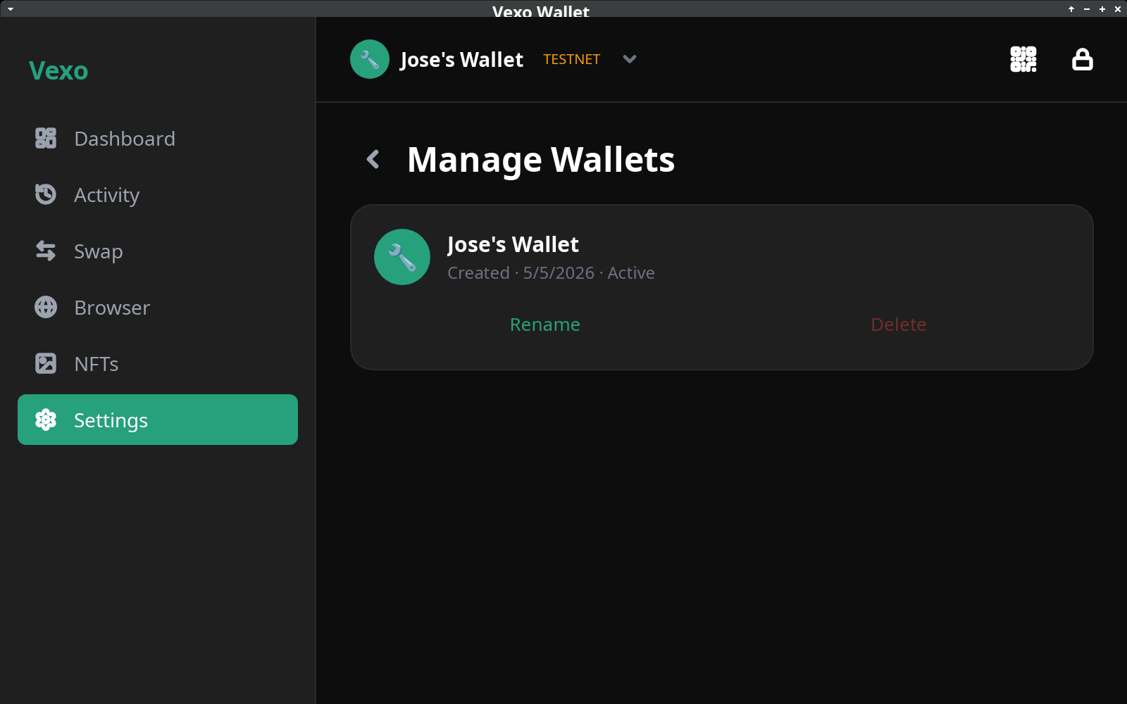 Settings Wallets