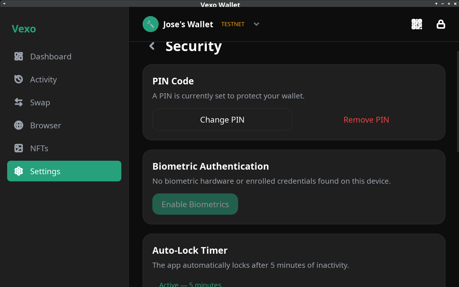 Settings Security